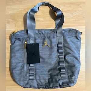 Jordan Gray Duffel Bag with Gold Accents